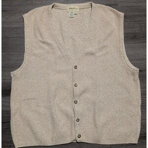 Vintage 90's Eddie Bauer Men's Tan‎ Cable Knit Grandpa Sweater Vest Size XL